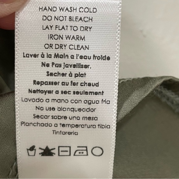 Nation LTD June Sateen V Neck Top Vintage Army Green Viscose Satin Women's XS - Picture 13 of 16